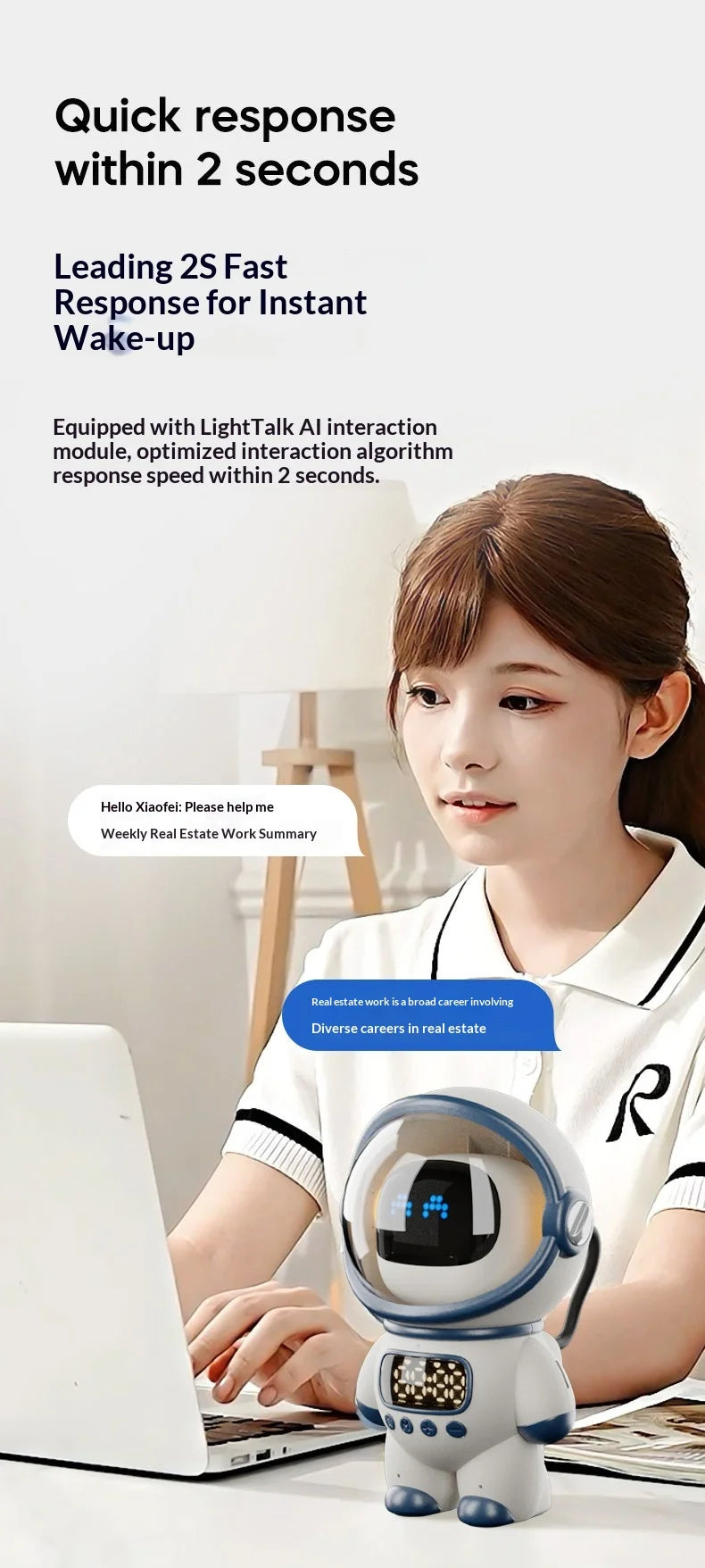 Ai Chat Robot 6 Ai Models Wifi Bluetooth Dual Mode Desktop Companion Night Light Clock Alarm Intelligent Office Assistance