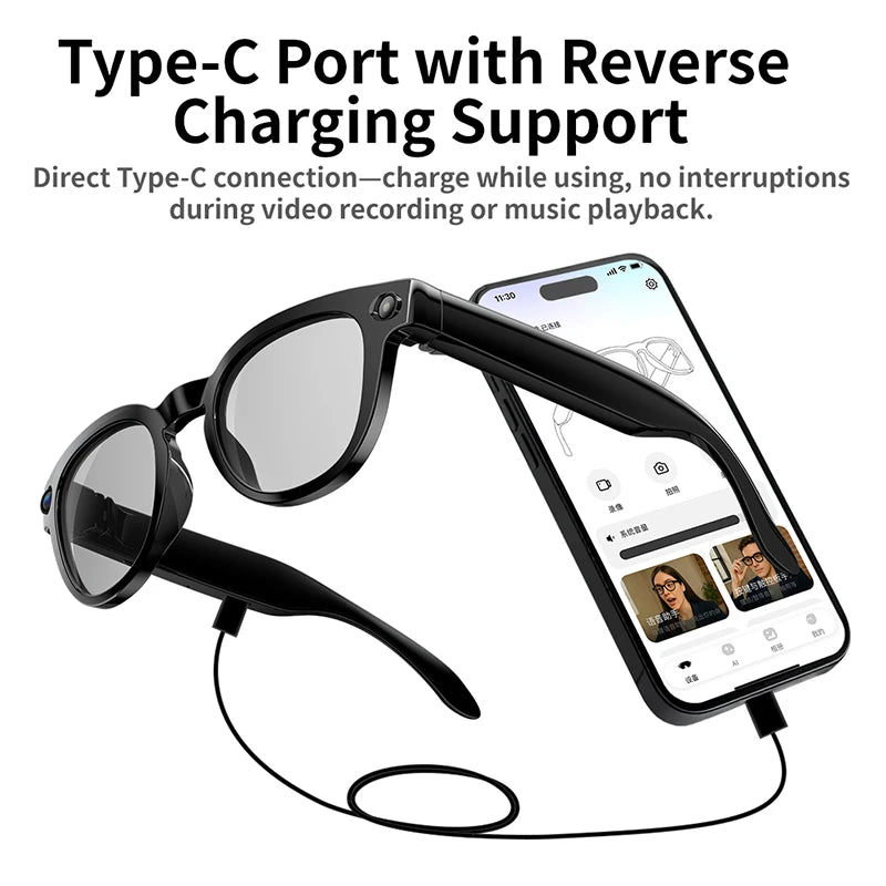 2026 New AI Smart Glasses 800W HD Camera Black Technology Image Translation Chat GPT Video Call Photo Waterproof For Men Women