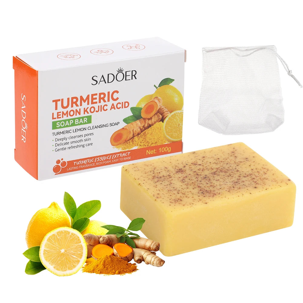 Turmeric Lemon Cleansing Soap 100g Cleansing Body Frosted Particles Handmade Soap Removes Dirt With Natural Bright Essential Oil