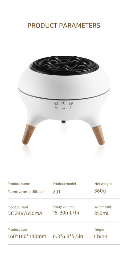Flame Aromatherapy Essential Oil Diffusers 350ML,Air Diffuser/Humidifier, for Home, Bedroom,Large Room Humidifier