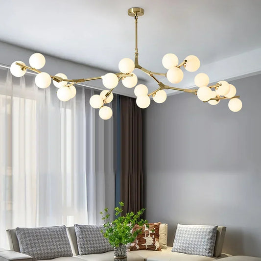 Modern Tree Branches Led Pendant Lamps Glass Balls Hanging 