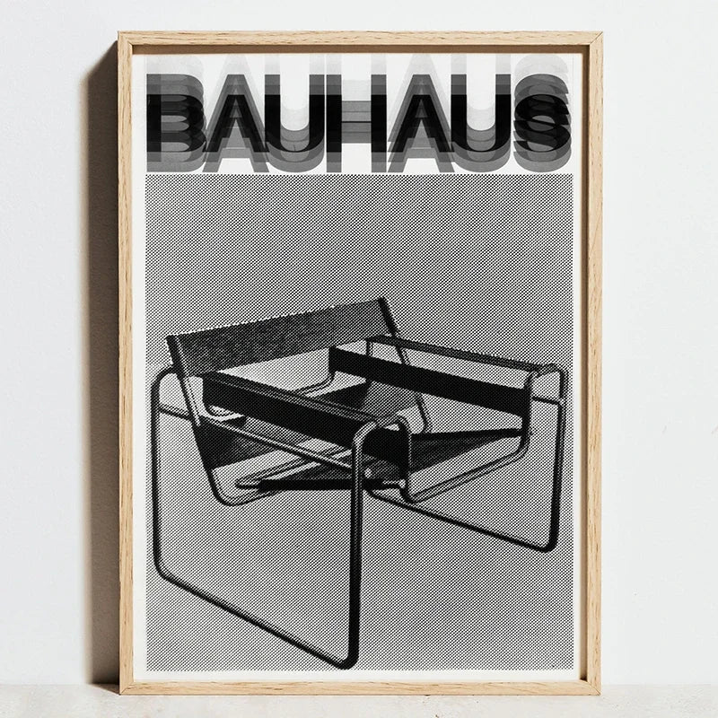 Bauhaus Sports Wall Art Blue Line Canvas Poster Decor