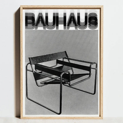Bauhaus Sports Wall Art Blue Line Canvas Poster Decor