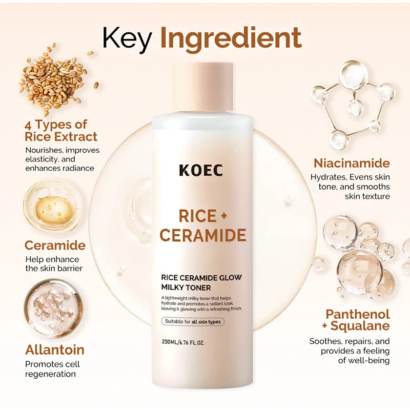 Brand Rice Essence Lotion Niacinamide Repair Facial Serum Nourishing Moisturizer Milk Toner Ceramide Deep Clean Cleansing Powder