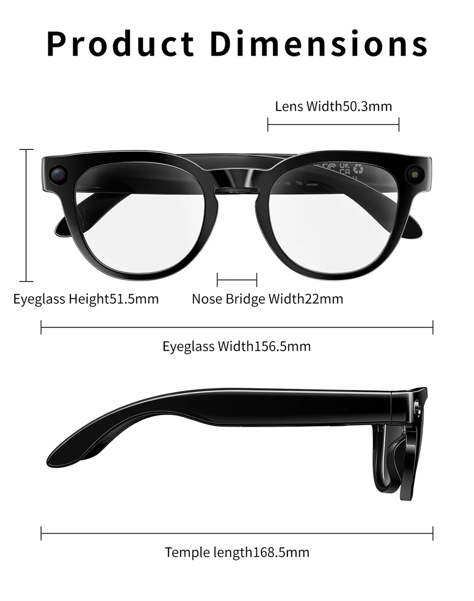 2026 New AI Smart Glasses 800W HD Camera Black Technology Image Translation Chat GPT Video Call Photo Waterproof For Men Women