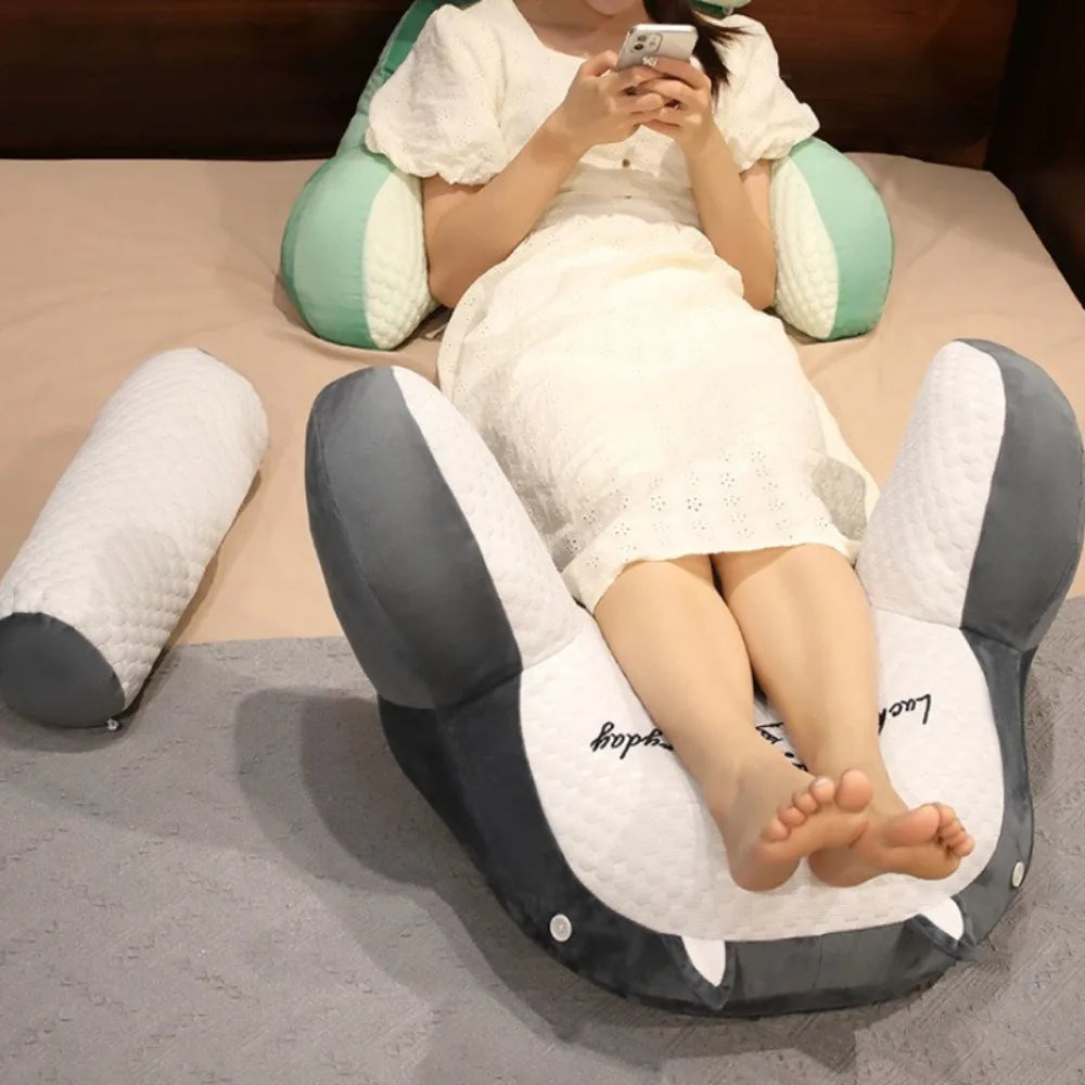 1pc Adjustable Reading Pillow - Ergonomic Back Support Cushion for Bed/Sofa/Floor, Gray Quilted Breathable Design