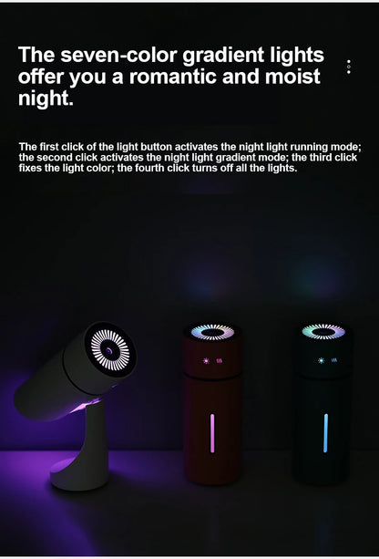 260ML Wireless Air Humidifier USB Aromatherapy Diffuser 1000mAh Rechargeable Battery Ultrasonic Cool Mist Maker Quiet Fogger
