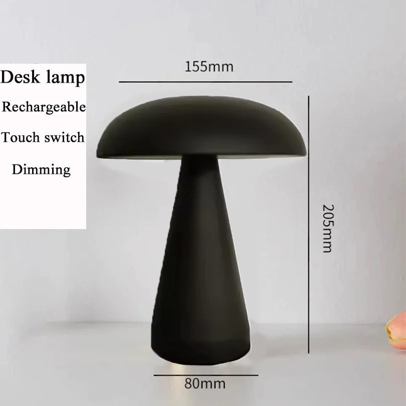 Retro Mushroom Table Lamp LED Rechargeable Bedside Light