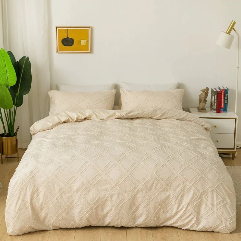 23pcs Duvet Cover SetTufted Geometric Quilt Comforter C