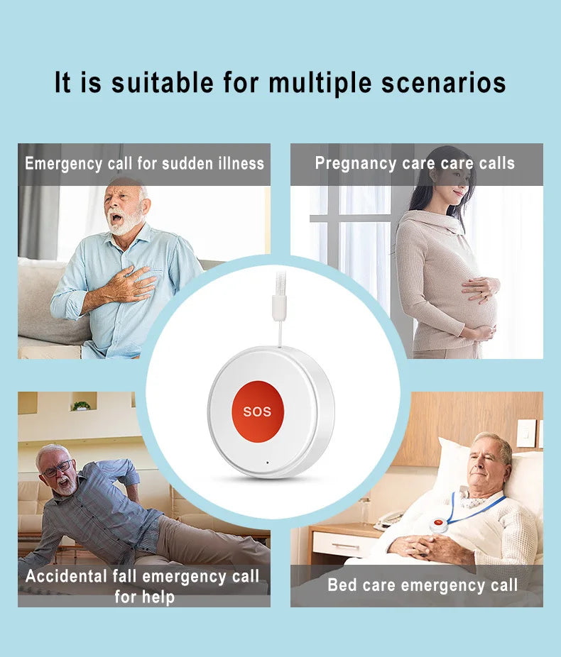 WiFi Smart SOS Emergency Button Security Linkage Smart Switch App Remote Alert Rechargeable Smart Home Automation Safety Device