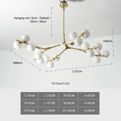 Modern Tree Branches Led Pendant Lamps Glass Balls Hanging 