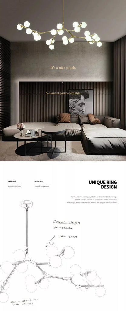 Modern Tree Branches Led Pendant Lamps Glass Balls Hanging 