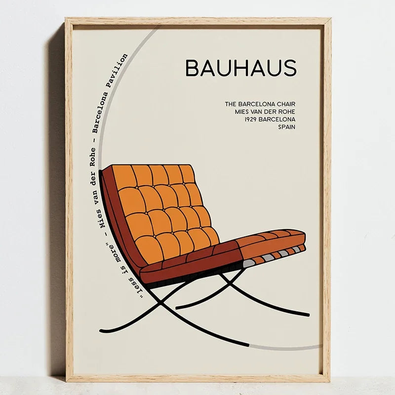 Bauhaus Sports Wall Art Blue Line Canvas Poster Decor
