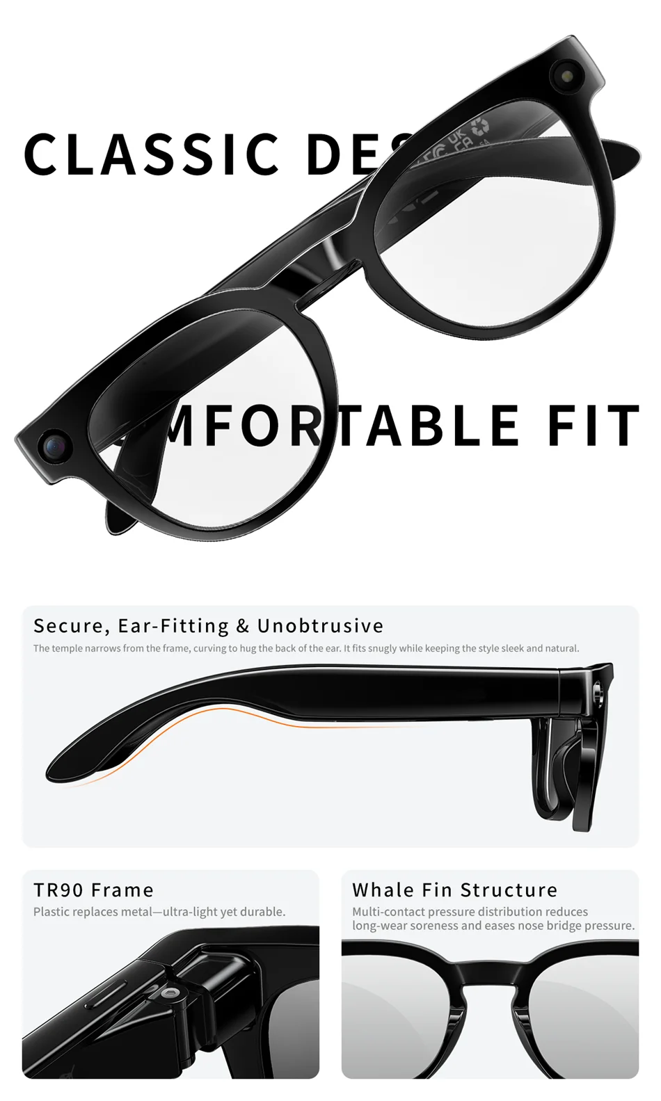 2026 New AI Smart Glasses 800W HD Camera Black Technology Image Translation Chat GPT Video Call Photo Waterproof For Men Women