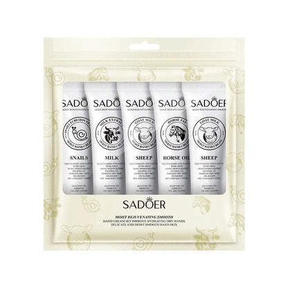 5pcs Hand Cream Gift Set – Infused with Goat Milk &amp; Nourishing Oils for Deep Moisture and Restorative Care, 30g Squeeze Tubes