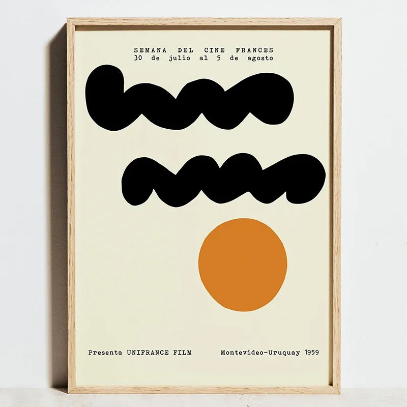 Bauhaus Sports Wall Art Blue Line Canvas Poster Decor
