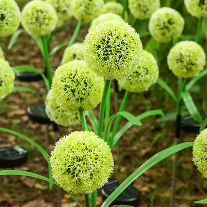 Solar Powered LED Three-Headd Dandelion Artificial Flower Outdoor Courtyard Decorative Lawn Lights Ground Plug Lights