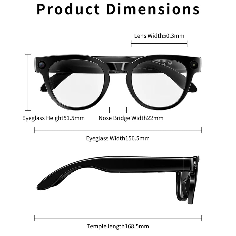 2026 New AI Smart Glasses 800W HD Camera Black Technology Image Translation Chat GPT Video Call Photo Waterproof For Men Women