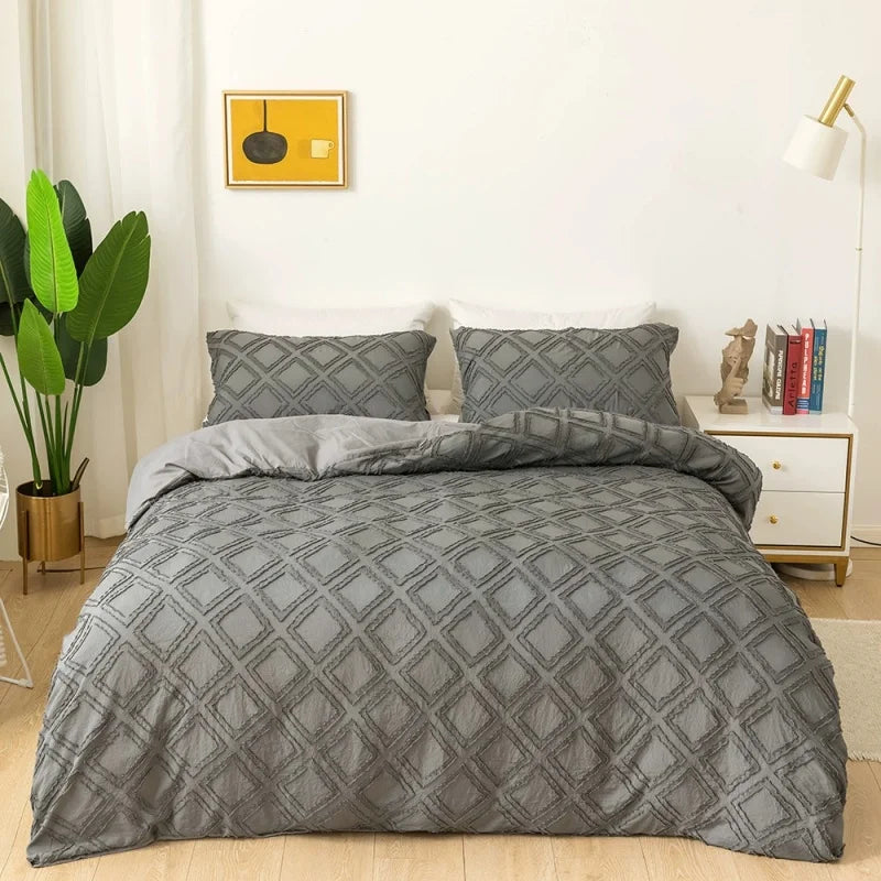 23pcs Duvet Cover SetTufted Geometric Quilt Comforter C