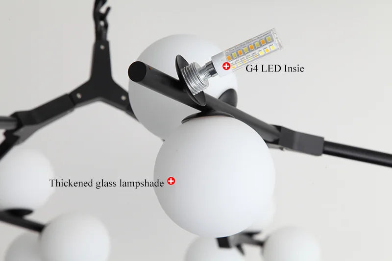 Modern Tree Branches Led Pendant Lamps Glass Balls Hanging 