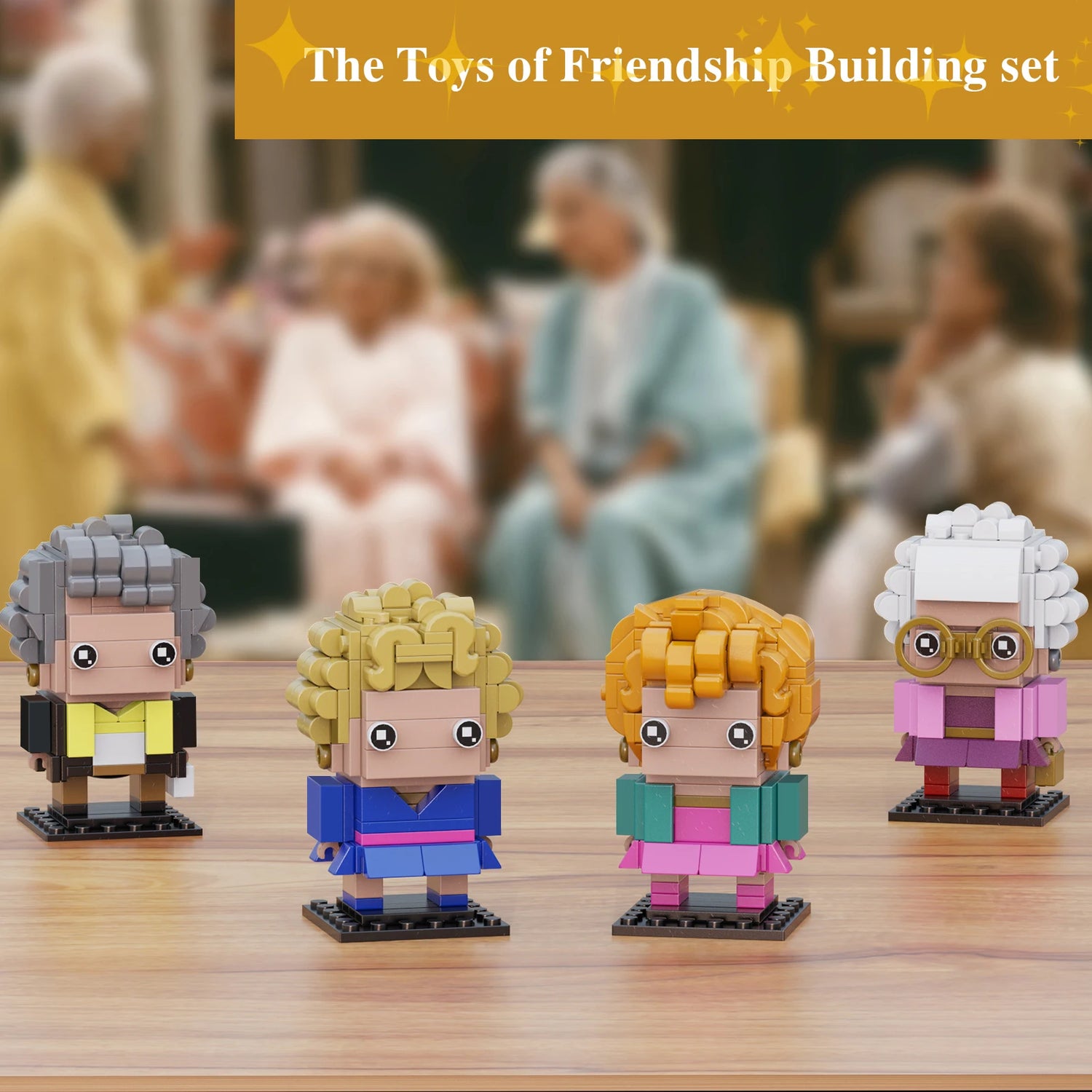 4in1 Golden Funny Girls Building Block Toys Rose Dorothy Blanche Sophia Figure Model Set Collectible Gift for Fans Kids Adults