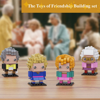 4in1 Golden Funny Girls Building Block Toys Rose Dorothy Blanche Sophia Figure Model Set Collectible Gift for Fans Kids Adults