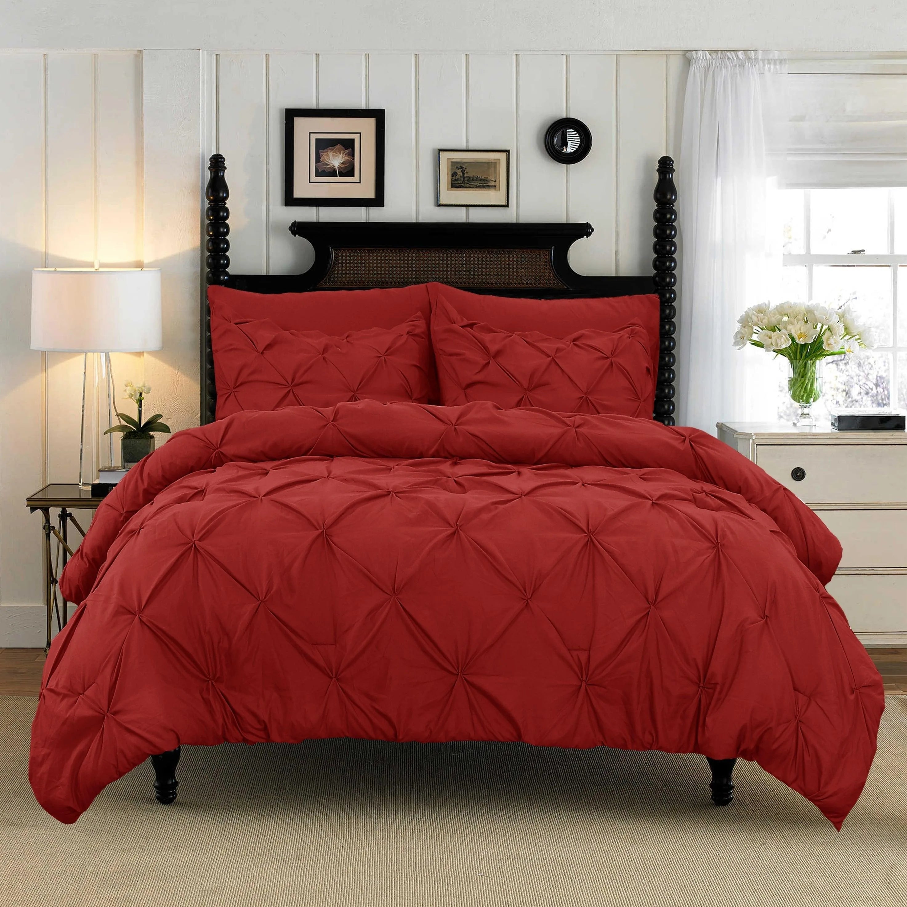 Cotton Bedding Set Elegant Comfort Pinch Pleated Pintuck 