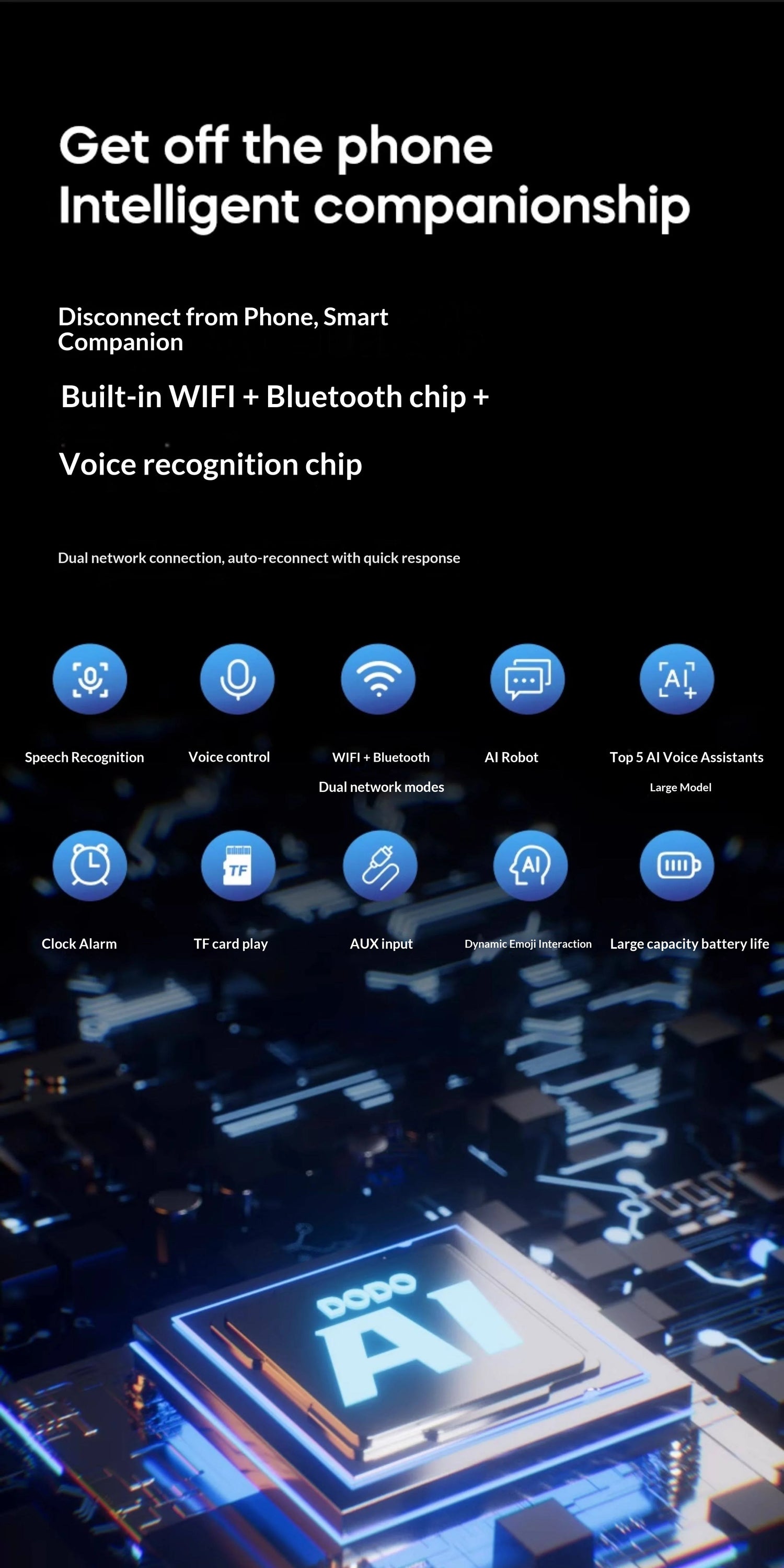 Ai Chat Robot 6 Ai Models Wifi Bluetooth Dual Mode Desktop Companion Night Light Clock Alarm Intelligent Office Assistance