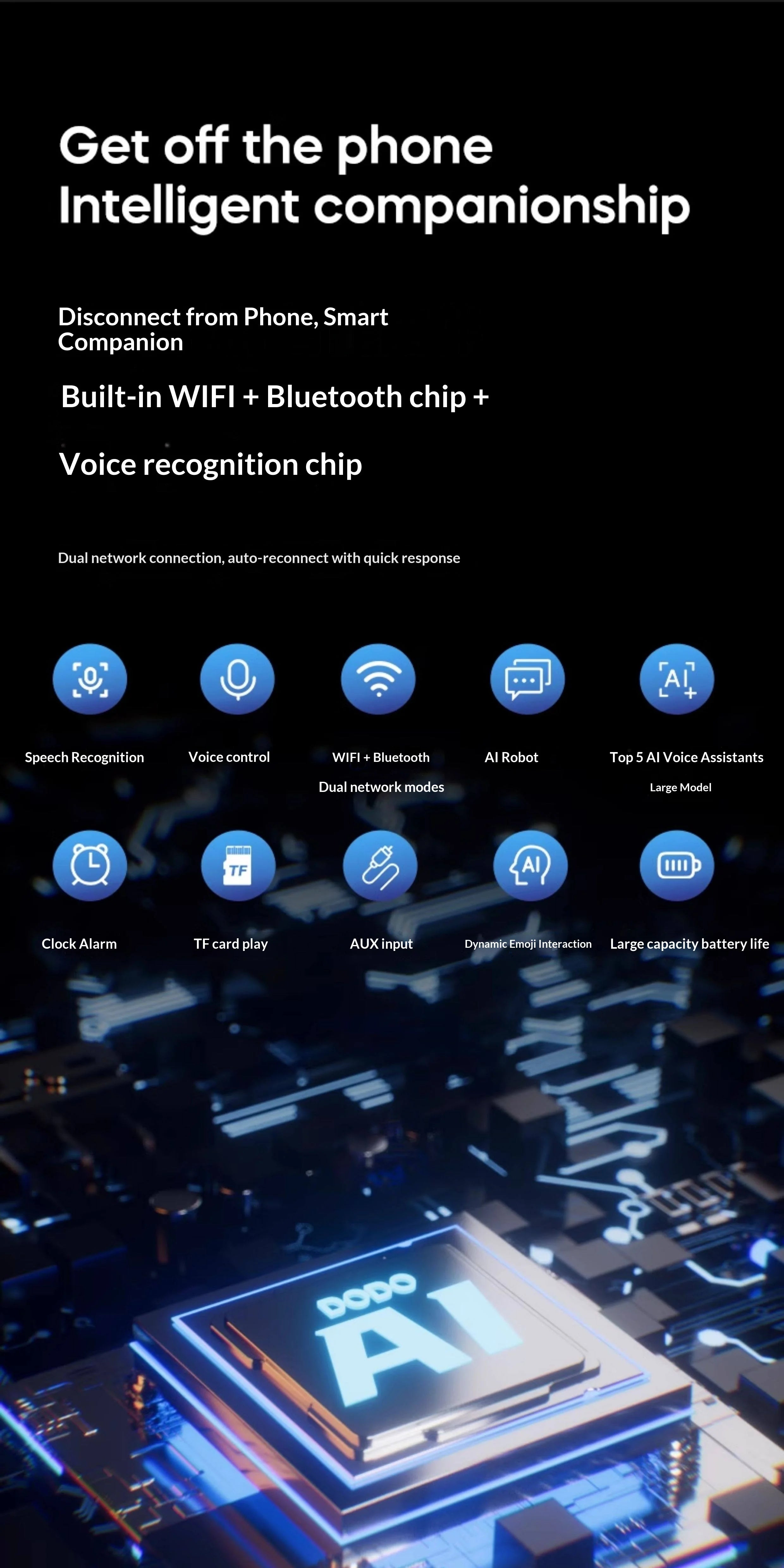 Ai Chat Robot 6 Ai Models Wifi Bluetooth Dual Mode Desktop Companion Night Light Clock Alarm Intelligent Office Assistance