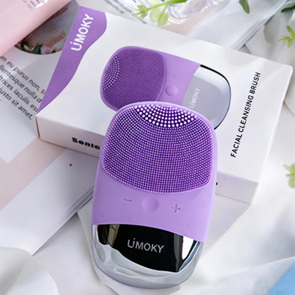 Facial Electric Silicone Cleansing Brush, Ultrasonic Vibration Massage Deep Cleansing Device, USB Rechargeable