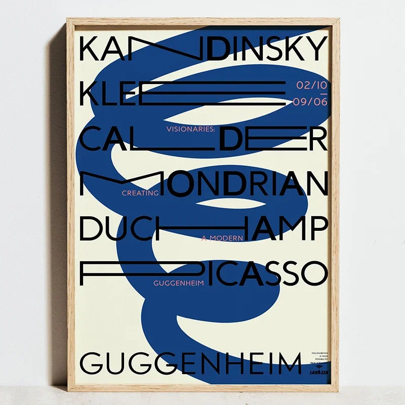 Bauhaus Sports Wall Art Blue Line Canvas Poster Decor