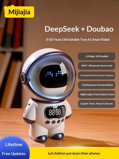 Ai Chat Robot 6 Ai Models Wifi Bluetooth Dual Mode Desktop Companion Night Light Clock Alarm Intelligent Office Assistance