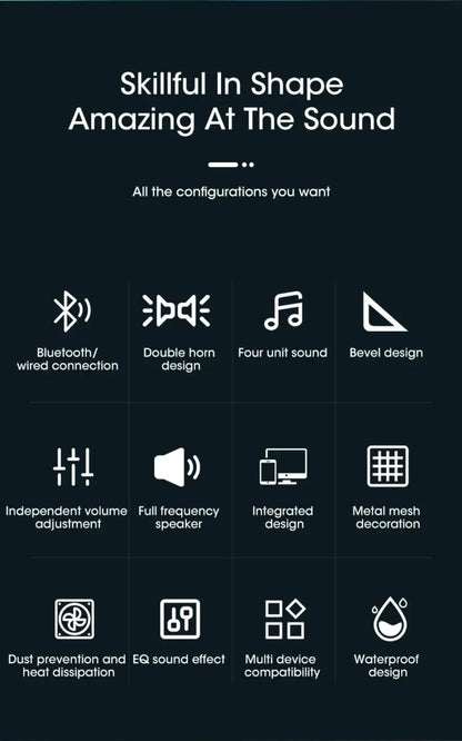 Wireless Bluetooth and PC Soundbar Wired Speaker USB Powered Soundbar for TV Pc Laptop Gaming Home Theater Surround Audio System