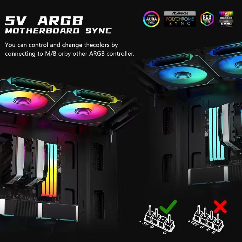 120mm ARGB PWM PC Case Fan 6Pack ARGB Cooling 