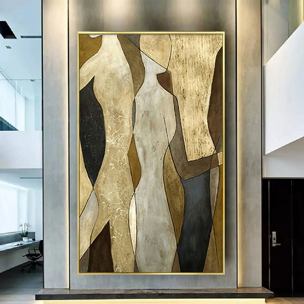 Hand Drawn Abstract Oil Painting Wall Art