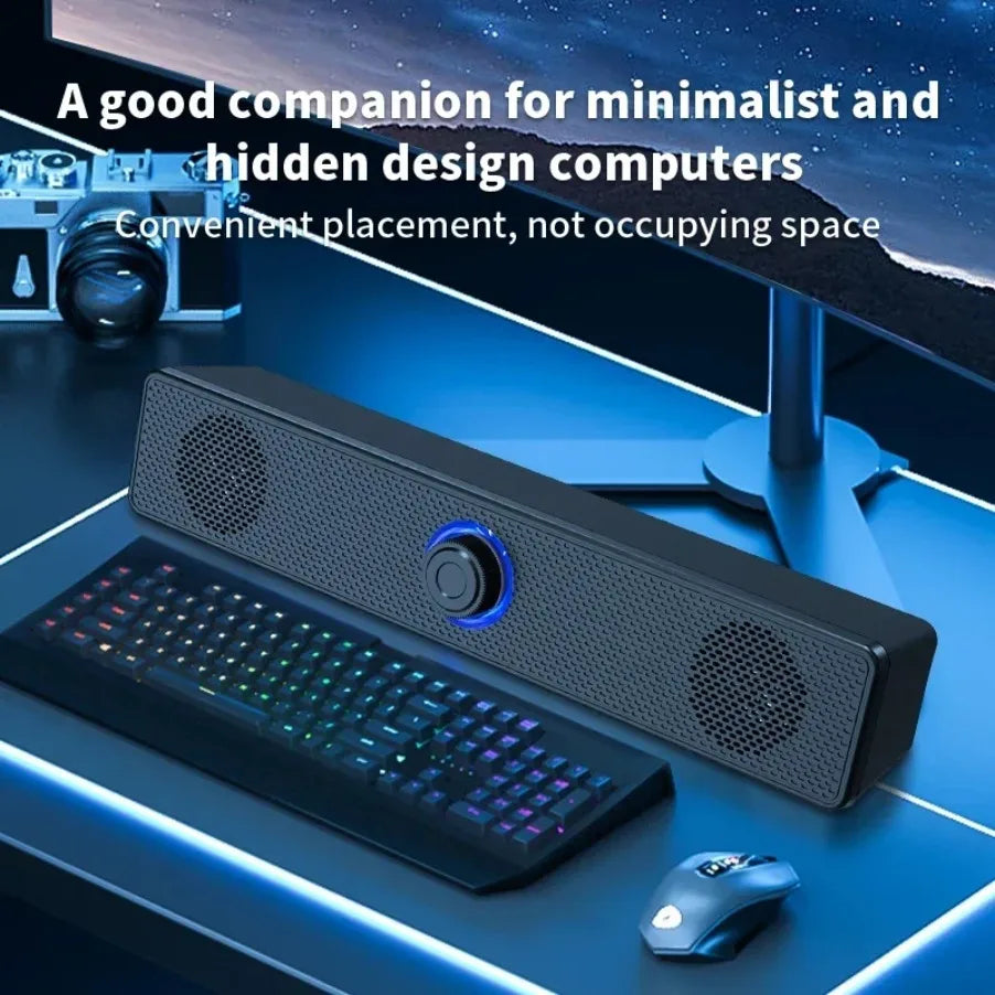 Wireless Bluetooth and PC Soundbar Wired Speaker USB Powered Soundbar for TV Pc Laptop Gaming Home Theater Surround Audio System