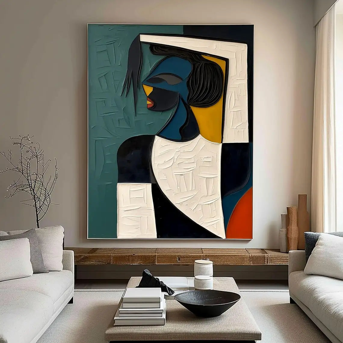 Large Colorful 3D Textured Mural Abstract Canvas Wall Art