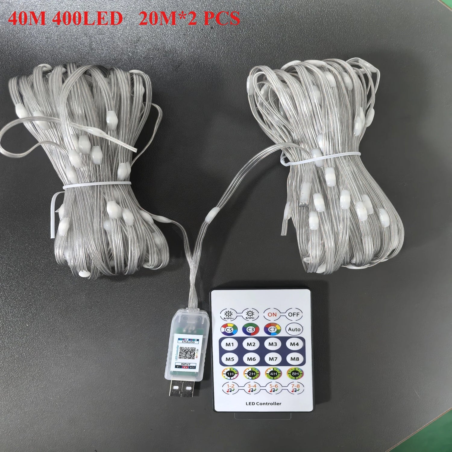 LED string light with Bluetooth, RGB rainbow, running horse, flowing light with festive atmosphere decoration, copper wire light