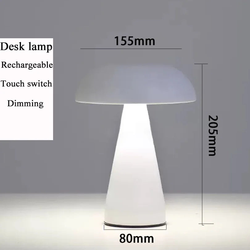 Retro Mushroom Table Lamp LED Rechargeable Bedside Light