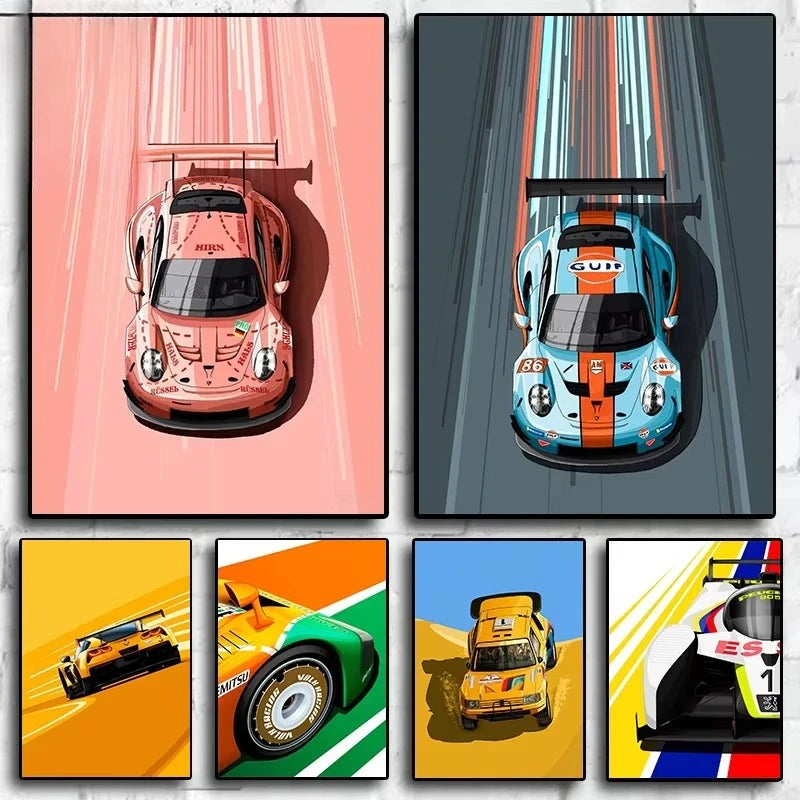 Oil Painting By Number Racing Car Wall Art