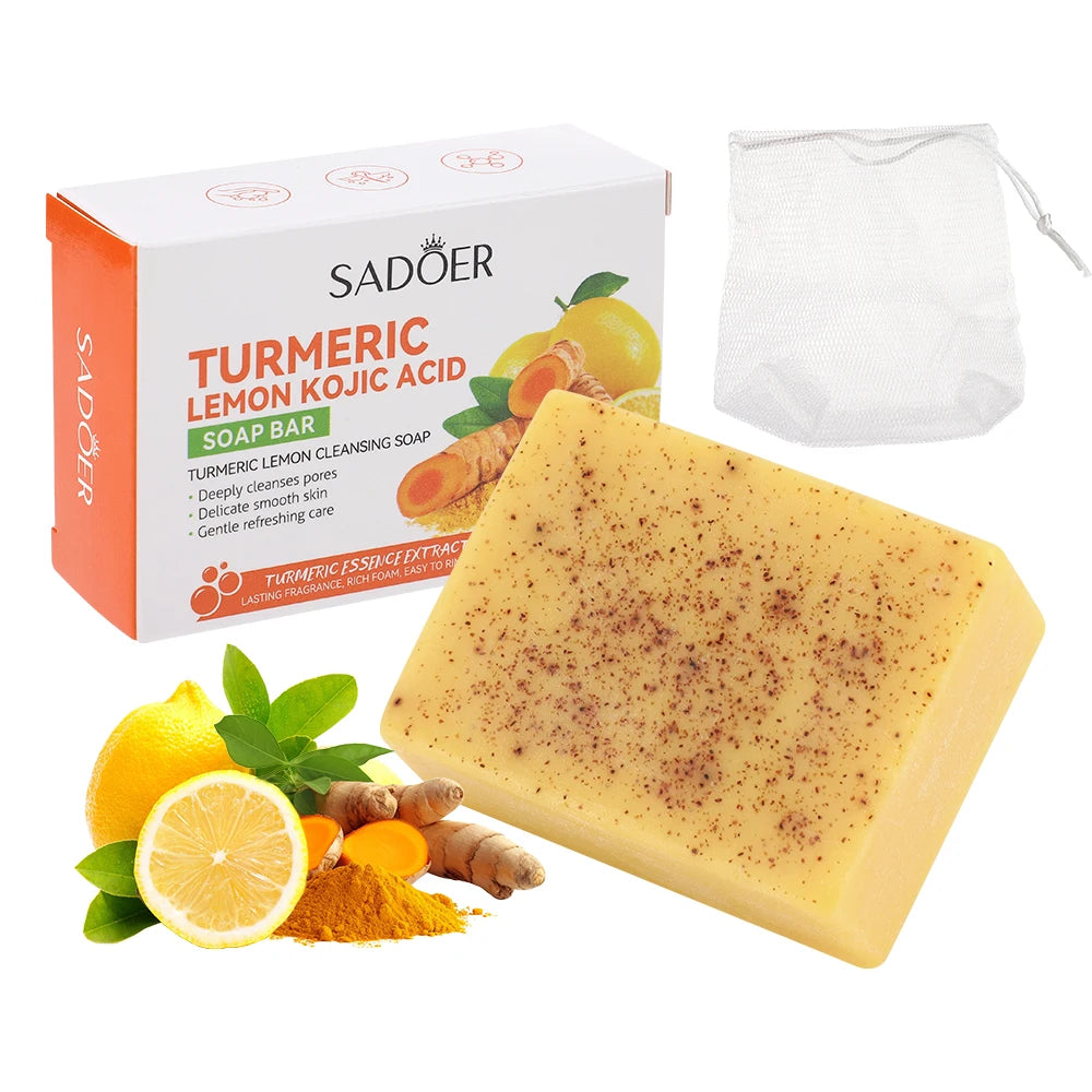 Turmeric Lemon Cleansing Soap 100g Cleansing Body Frosted Particles Handmade Soap Removes Dirt With Natural Bright Essential Oil