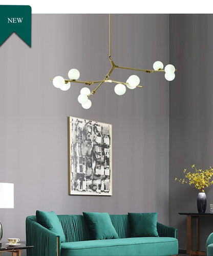 Modern Tree Branches Led Pendant Lamps Glass Balls Hanging 