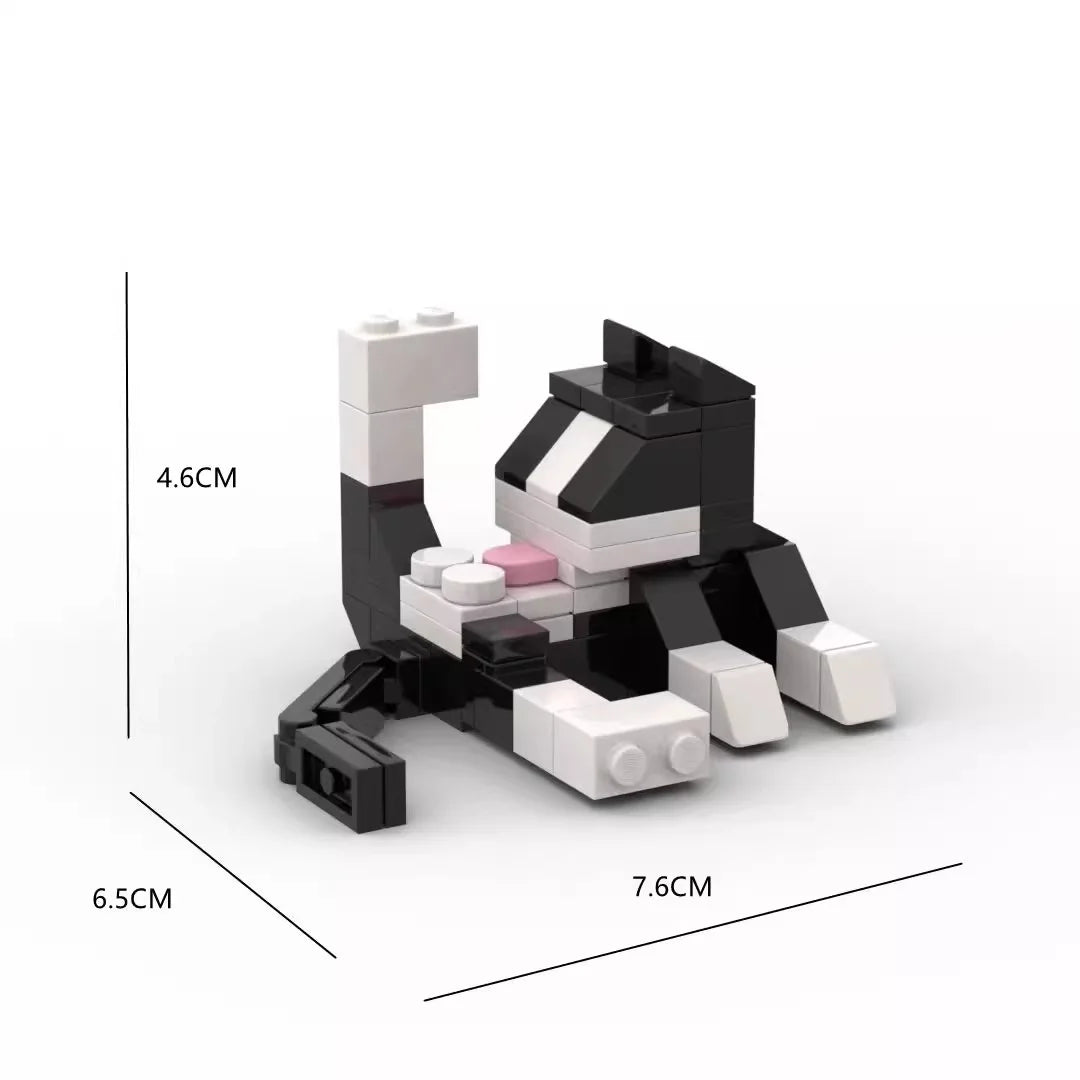 Aesthetic Cat Statue Home Decor - Creative Animal Figurine, Miniature Desktop Ornament, MOC Art Building Display Gift