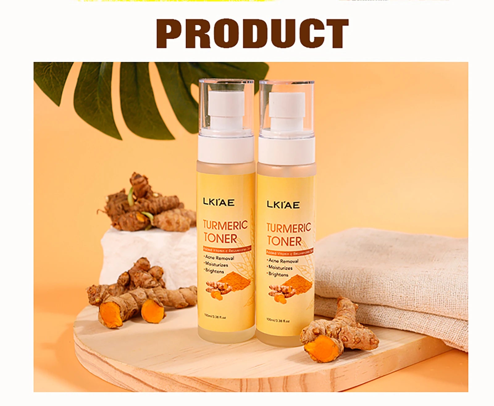 AILKE Organic Turmeric Toner for Face, Removal Acne, Pimples, Spots, Moisturizing, Brightening, Smooths Skin, Parabens Free