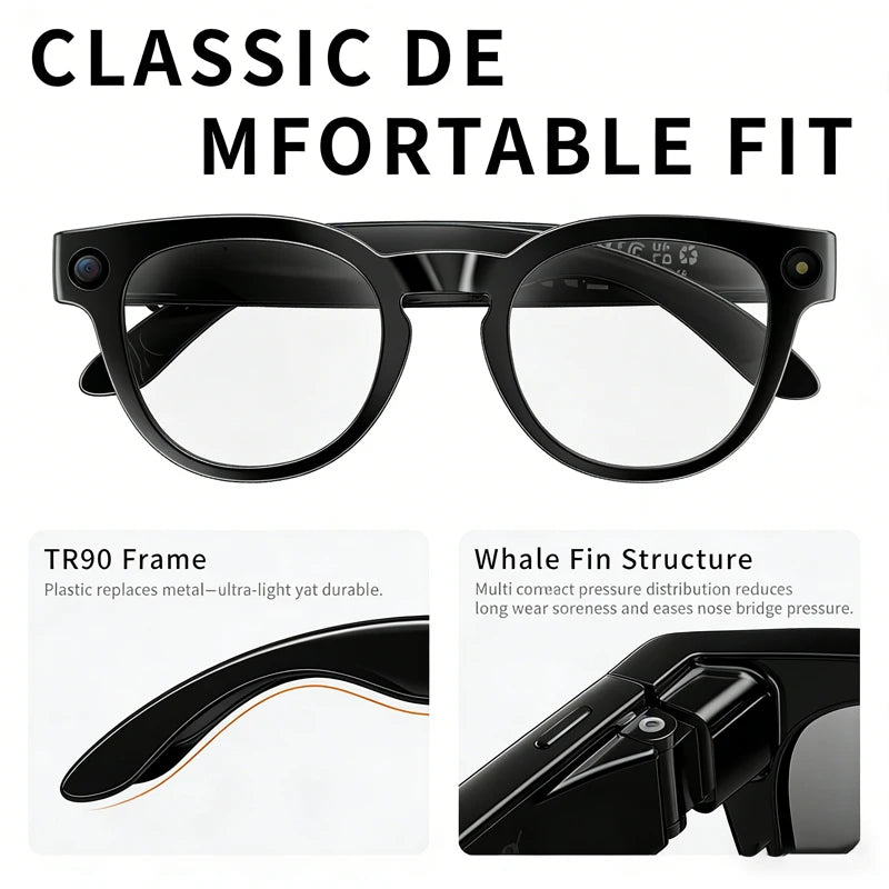2026 New AI Smart Glasses 800W HD Camera Black Technology Image Translation Chat GPT Video Call Photo Waterproof For Men Women