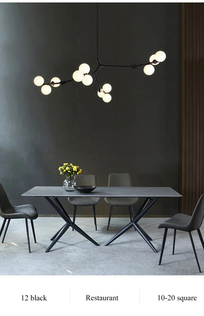 Modern Tree Branches Led Pendant Lamps Glass Balls Hanging 