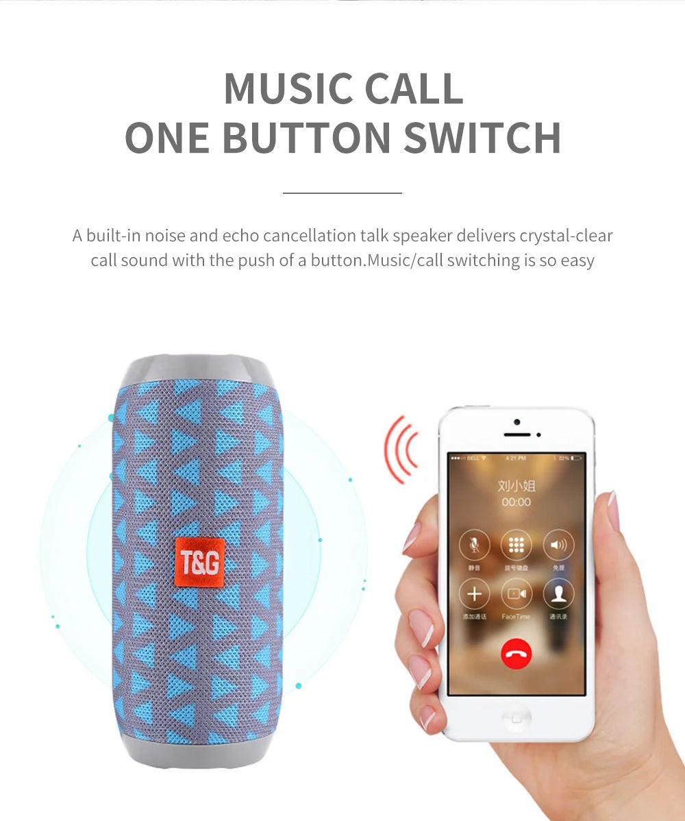 Bluetooth Speaker T&amp;G TG117 Portable TWS Sound Box Waterproof Loudspeaker Outdoor Stereo Surround Speakers Support TF FM Radio