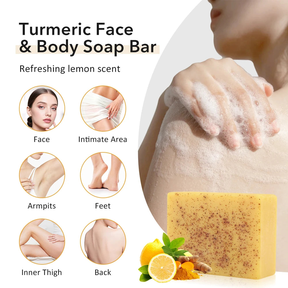 Turmeric Lemon Cleansing Soap 100g Cleansing Body Frosted Particles Handmade Soap Removes Dirt With Natural Bright Essential Oil