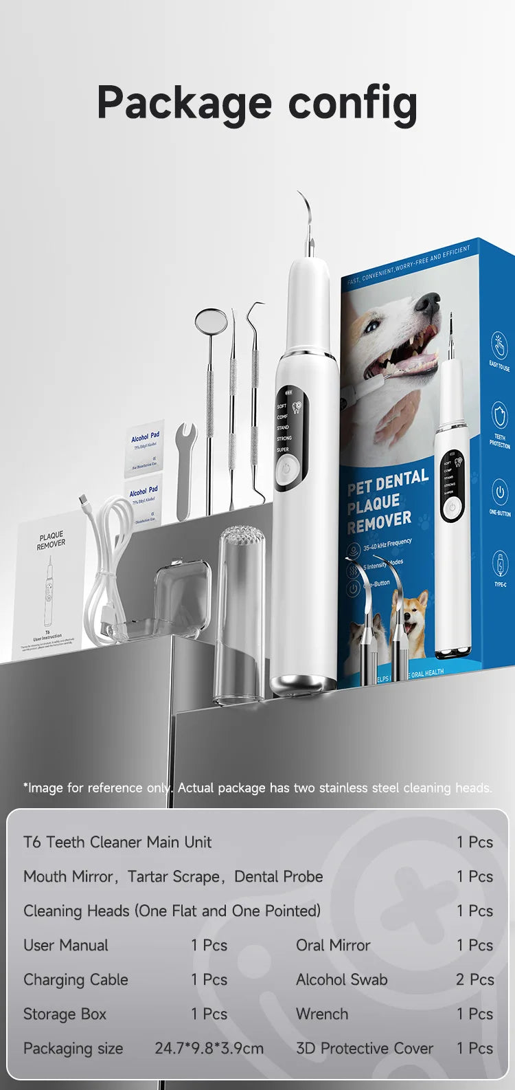 Dog Teeth Cleaning Kit Pet Ultrasonic Canine Plaque Remover