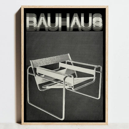 Bauhaus Sports Wall Art Blue Line Canvas Poster Decor